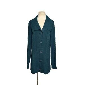 St. John’s Bay green long sleeves button cardigan sweater size Large